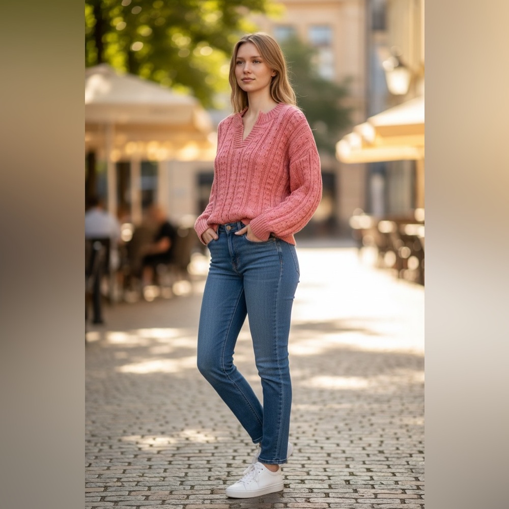 New In Pink V-Neck Women’s sweater.